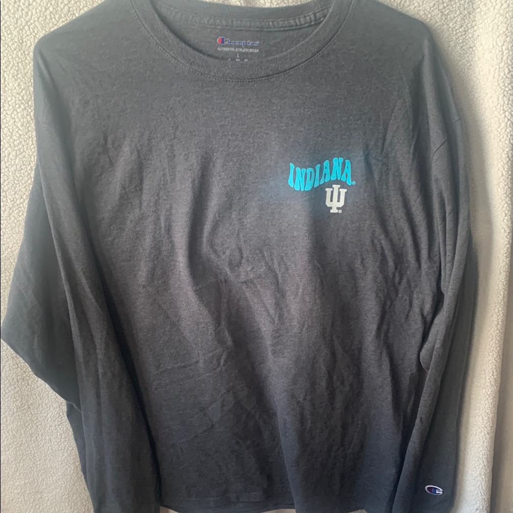 Champion Gray Long Sleeve Tee Minimalist Design
